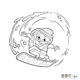 海棉宝宝冲浪卡通简笔画步骤图片大全