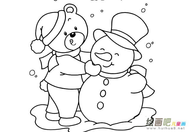 小熊雪人动物简笔画步骤图片大全