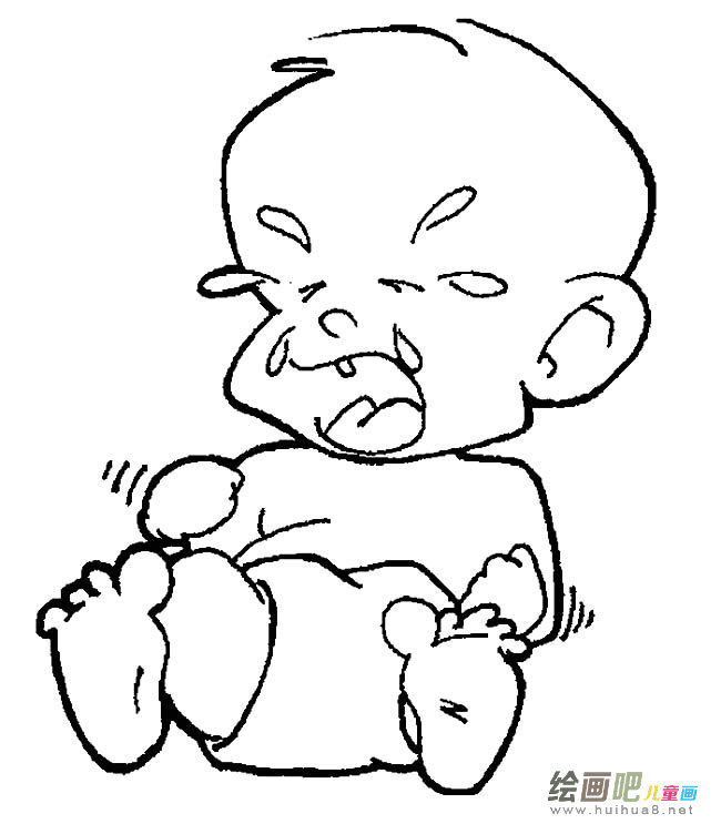 大哭的宝宝人物简笔画步骤图片大全