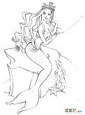 美人鱼人物简笔画步骤图片大全四