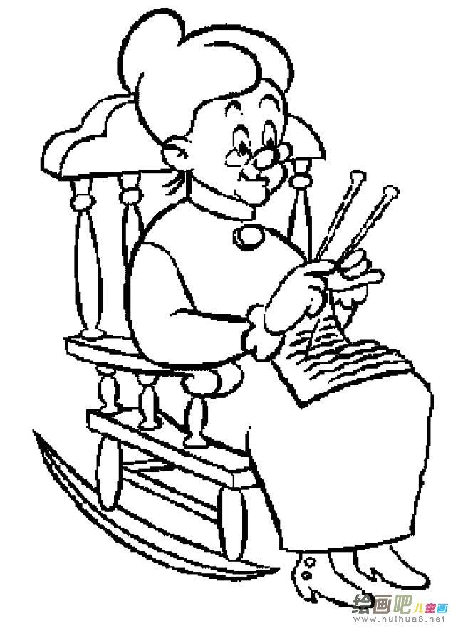 老奶奶人物简笔画步骤图片大全三