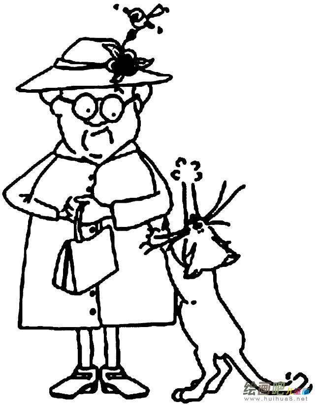 猫和老奶奶人物简笔画步骤图片大全