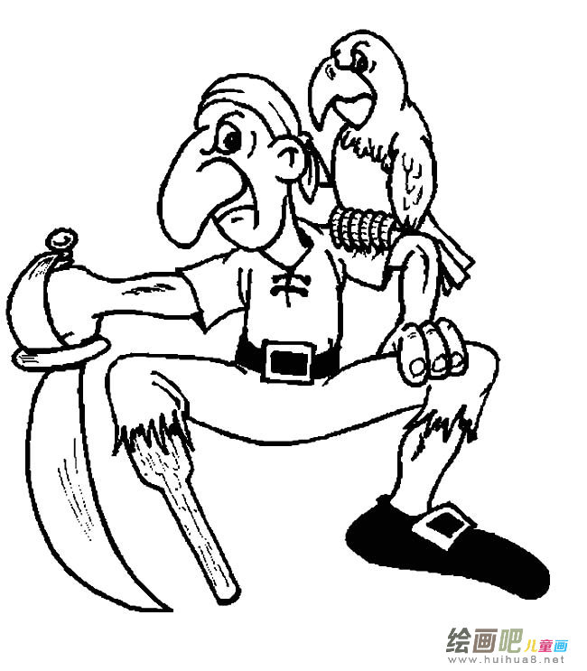 大鼻子海盗人物简笔画步骤图片大全