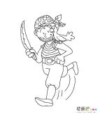 带刀海盗人物简笔画步骤图片大全