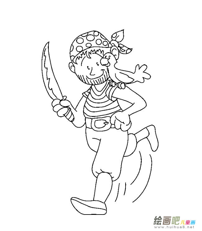 带刀海盗人物简笔画步骤图片大全