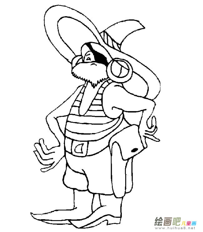 海盗人物简笔画步骤图片大全四