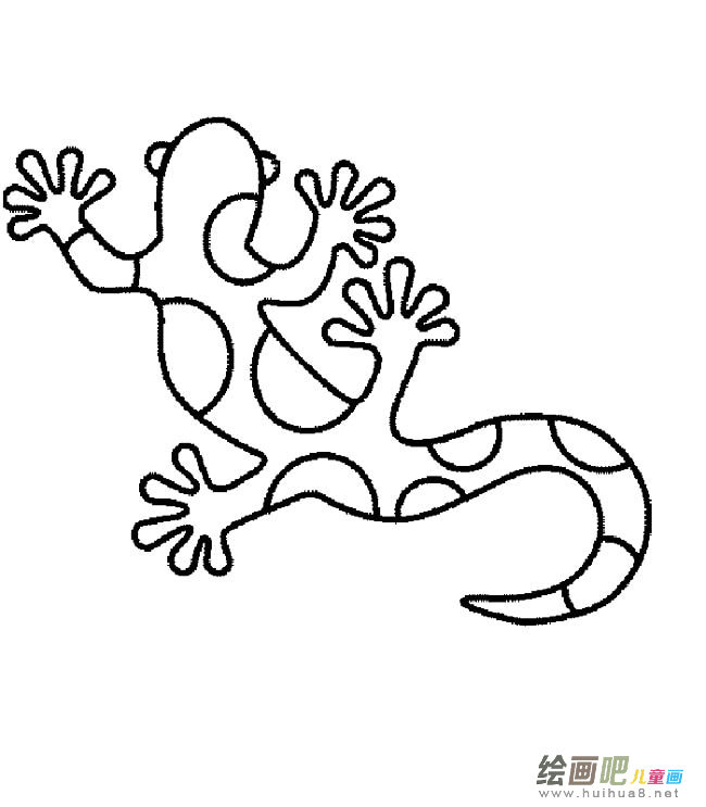 壁虎动物简笔画步骤图片大全