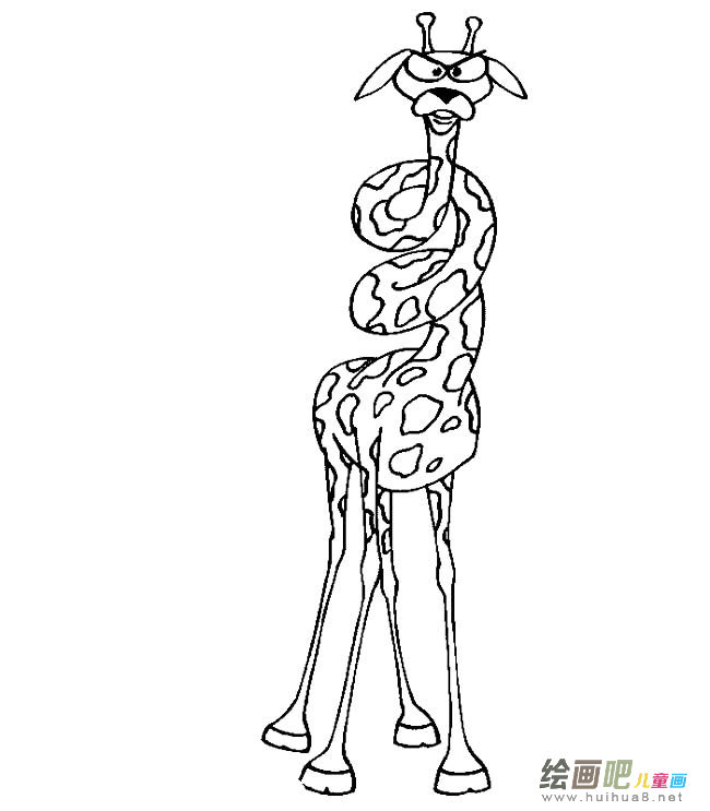 打圈的长颈鹿动物简笔画步骤图片大全