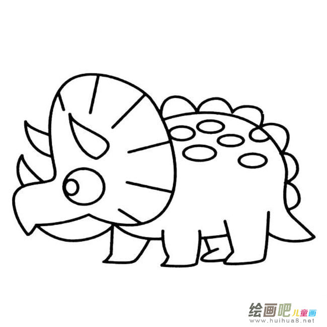 三角龙动物简笔画步骤图片大全