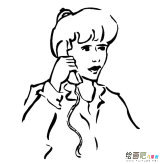 打电话的女人人物简笔画步骤图片大全