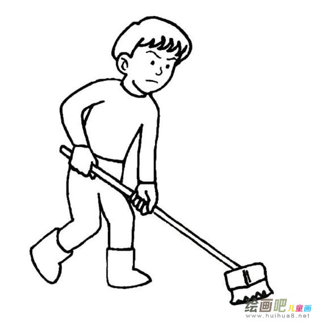 打扫除的男孩人物简笔画步骤图片大全
