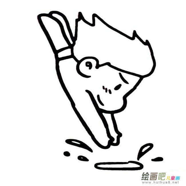 跳水小孩子人物简笔画步骤图片大全