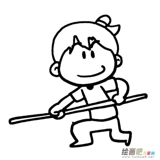 武棍的男孩人物简笔画步骤图片大全
