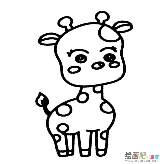 卡通小长颈鹿动物简笔画步骤图片大全