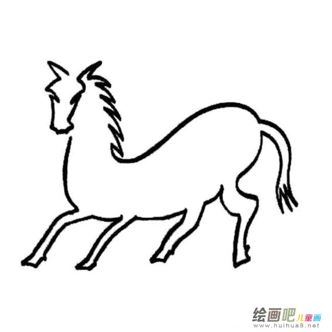 一笔画马动物简笔画步骤图片大全