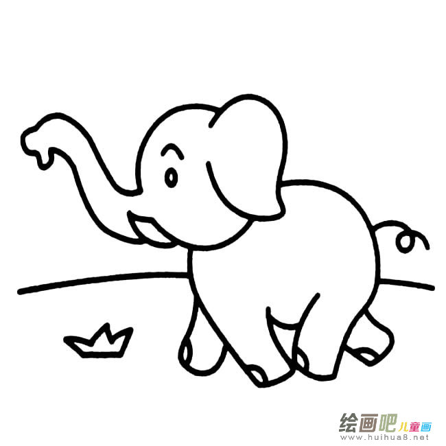 行走的小象动物简笔画步骤图片大全