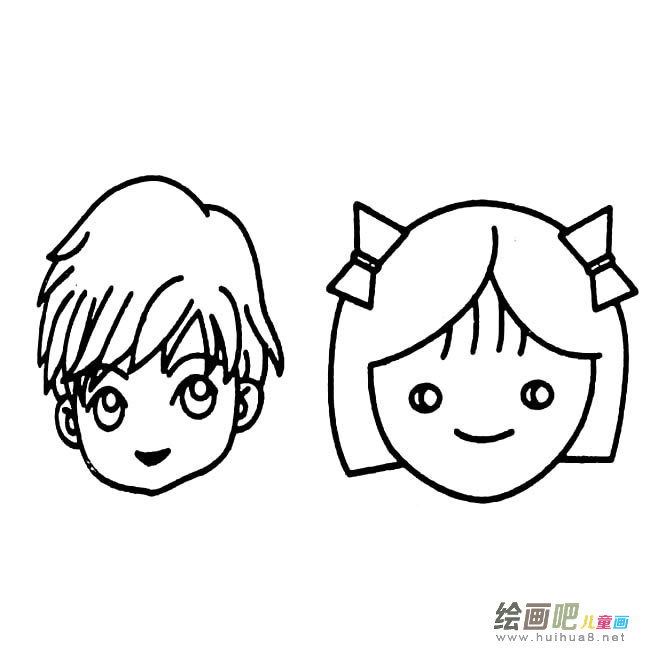 男孩女孩头像动物简笔画步骤图片大全