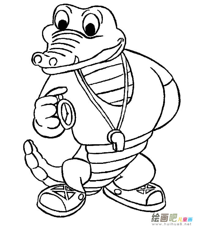 鳄鱼教练动物简笔画步骤图片大全
