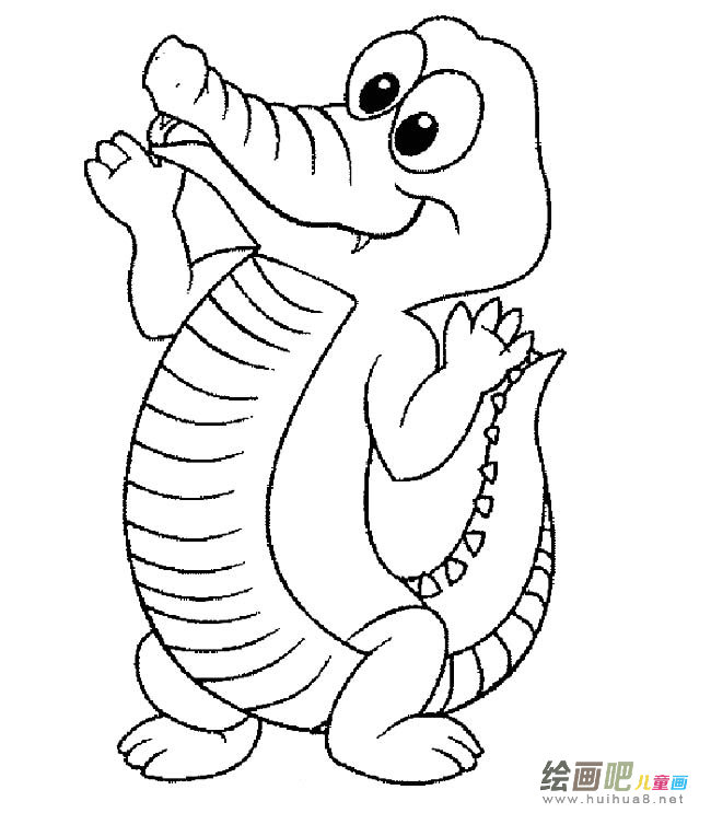 卡通鳄鱼动物简笔画步骤图片大全三