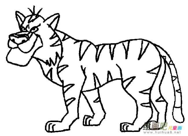 卡通老虎动物简笔画步骤图片大全