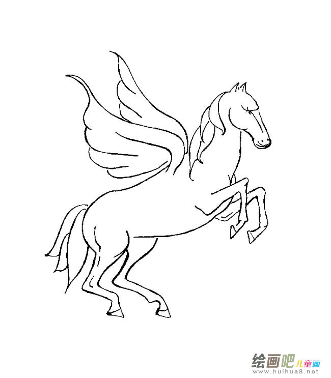 飞天马动物简笔画步骤图片大全