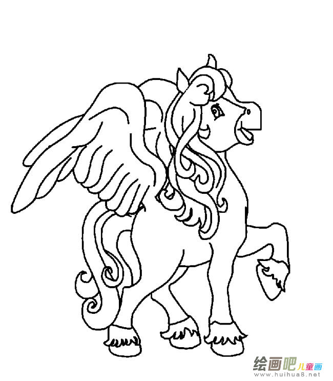 卡通飞马动物简笔画步骤图片大全