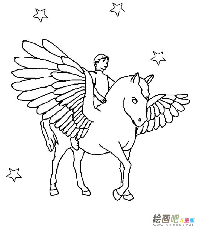 天马动物简笔画步骤图片大全三