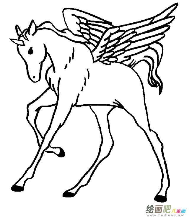 天马动物简笔画步骤图片大全四
