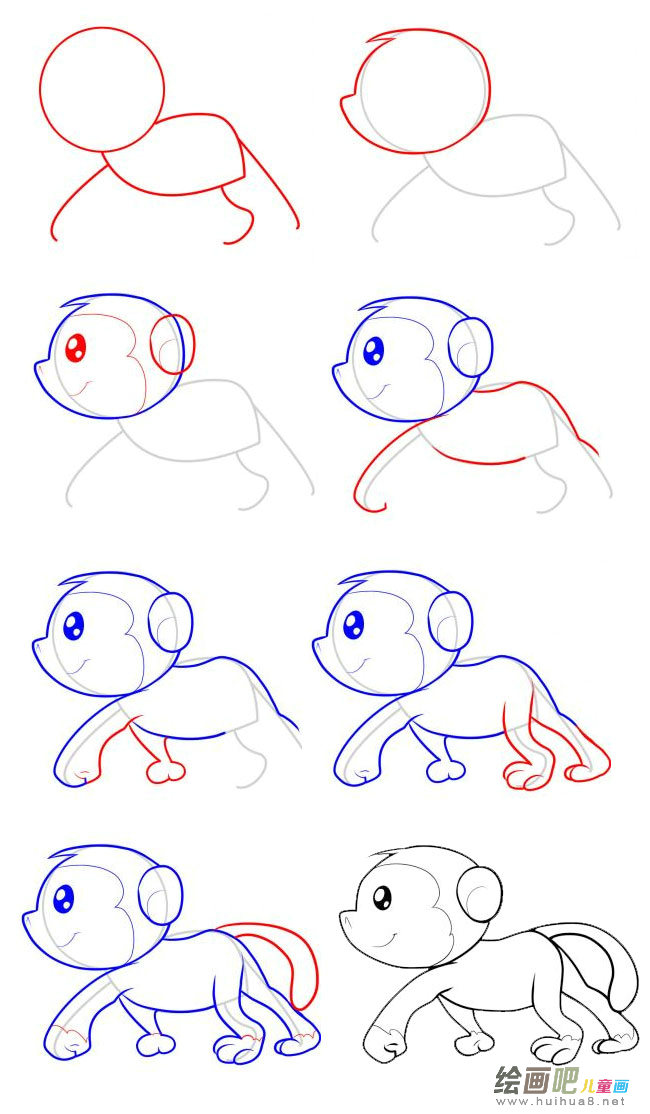 卡通猴子简笔画图片大全