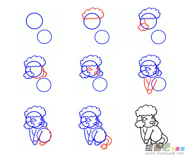 迷你贵宾犬简笔画图片大全