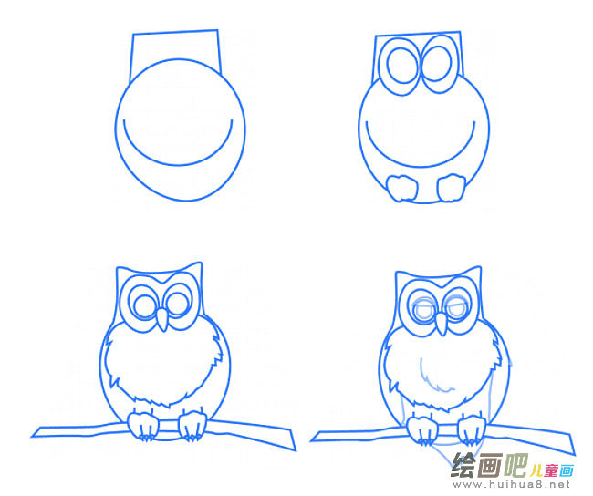 站在树枝上的猫头鹰简笔画图片大全