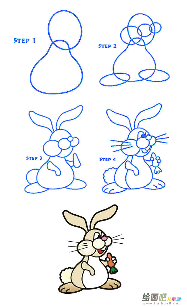 吃胡萝卜的乖乖兔简笔画图片大全