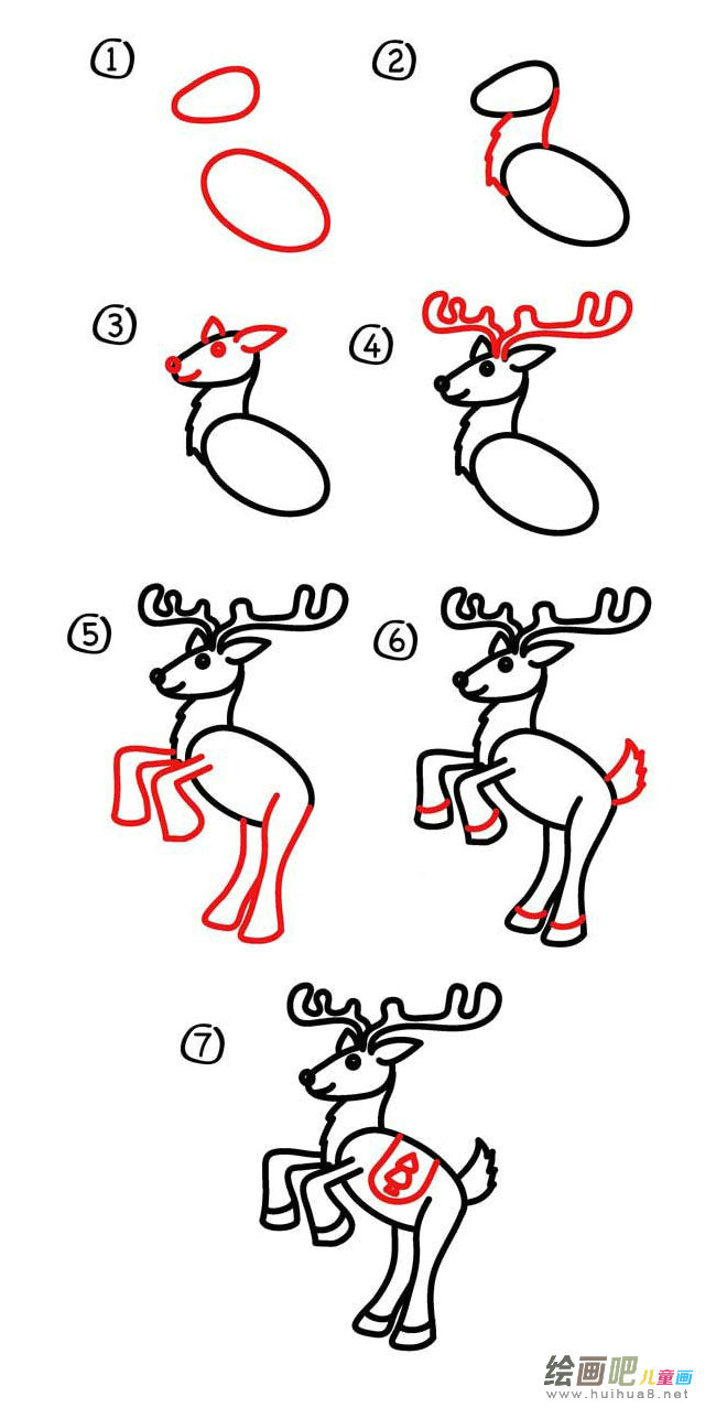 圣诞老人的驯鹿简笔画图片大全