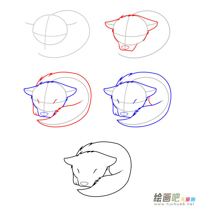 睡觉的狼简笔画图片大全
