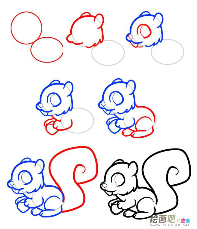 吃松果的小松鼠简笔画图片大全