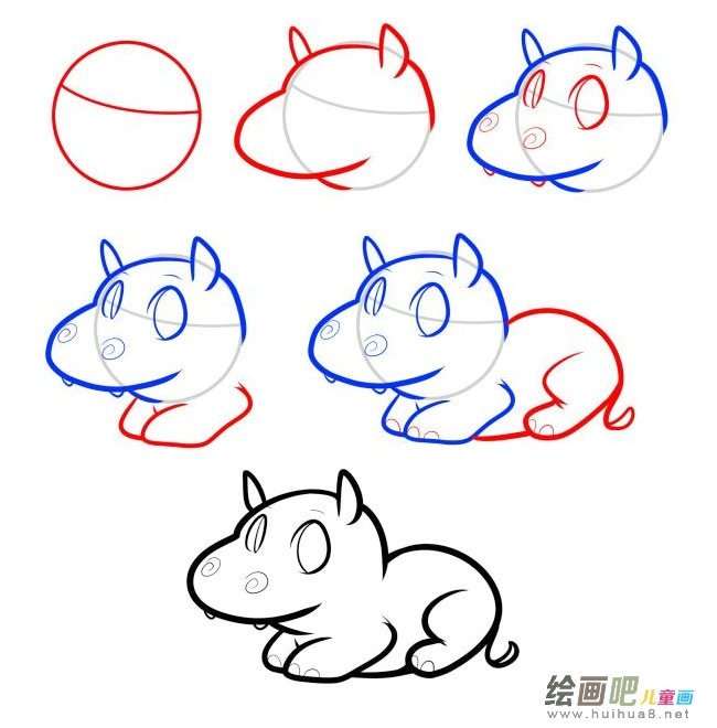 河马简笔画图片大全