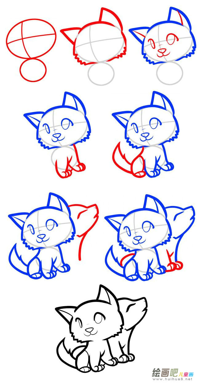 情侣狼简笔画图片大全