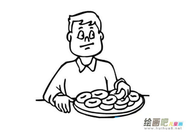 吃饼的人简笔画图片大全