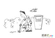 讲卫生捡垃圾简笔画步骤图片大全