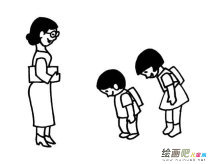 给老师鞠躬的学生简笔画步骤图片大全