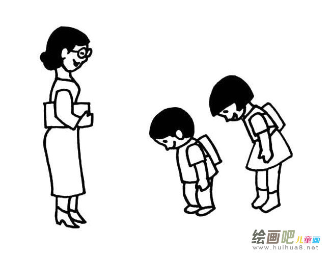 给老师鞠躬的学生简笔画图片大全