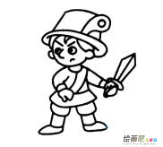 拿剑的小人简笔画步骤图片大全