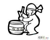 打鼓的人简笔画步骤图片大全