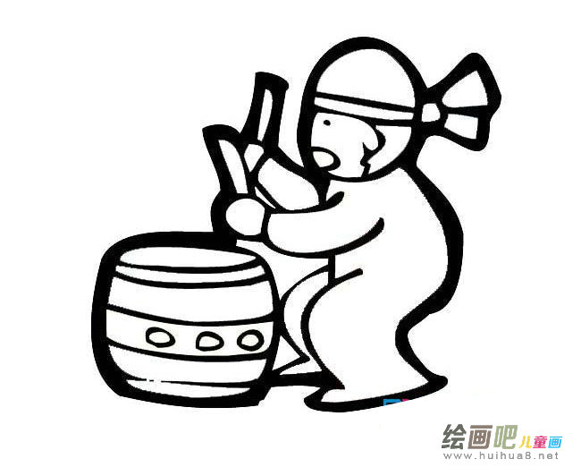 打鼓的人简笔画图片大全