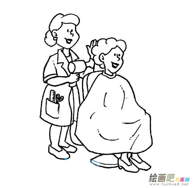 理发店美女简笔画图片大全