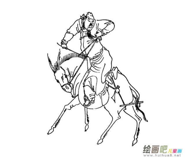 古人骑马简笔画图片大全