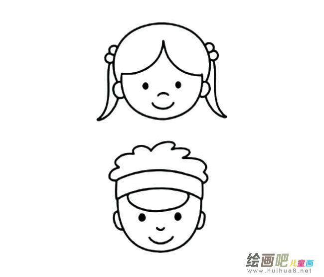 一男一女小朋友简笔画图片大全