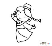 跳民族舞的小姑娘简笔画步骤图片大全