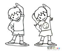 做广播体操的小学生简笔画步骤图片大全