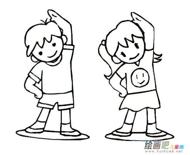 做广播体操的小学生简笔画图片大全